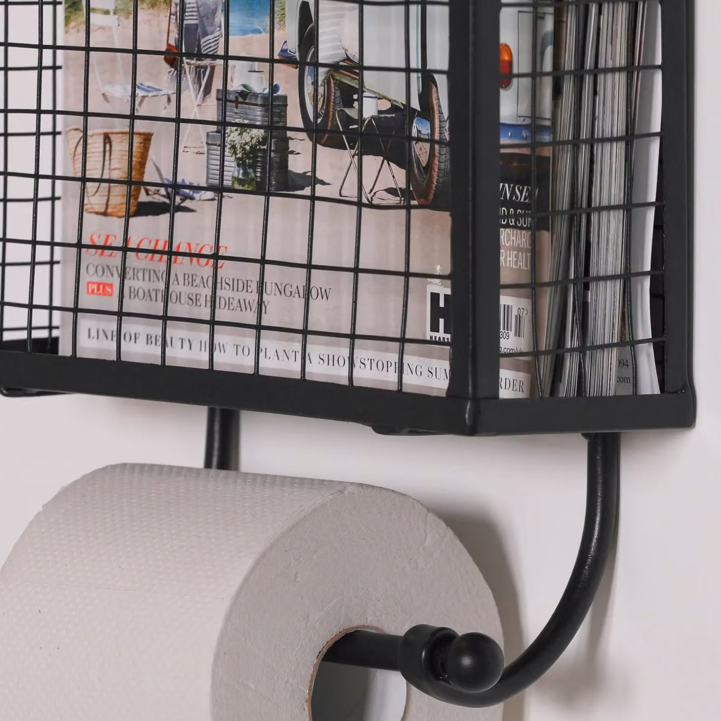 Glasstone Black Wire Freestanding Toilet Roll and Magazine Holder with Spare Roll Holder – 2