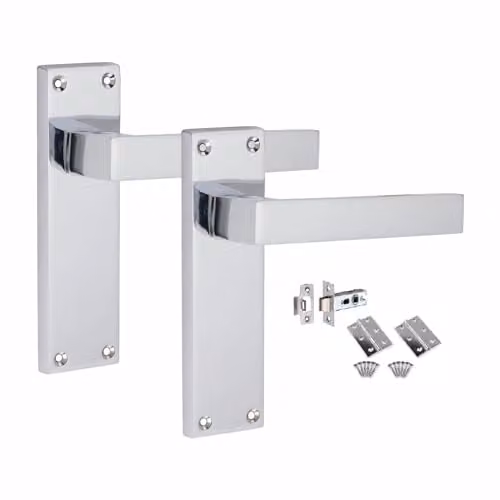 Golden Grace Victorian Straight Delta Latch Handles in Polished Chrome, 1 Set