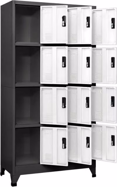 Berkfield Home Metal Locker Cabinet in Anthracite and White, W/D/H: 90 x 45 x 180 cm – 1