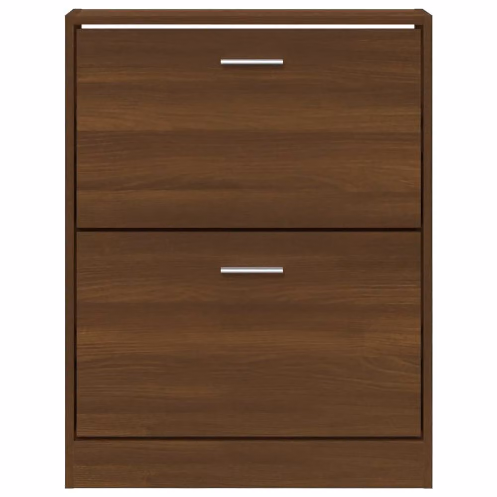Berkfield Home Brown Oak Shoe Cabinet with Tilting Compartments, W/D/H: 59 x 17 x 81 cm – 4