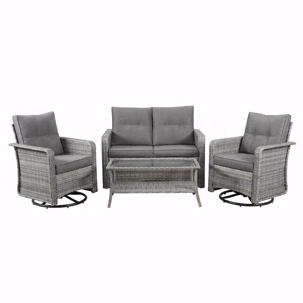 Outdoor Living The Leigh 4 Seat Grey Polyrattan Lounge Set with Upholstered Cushions – 3