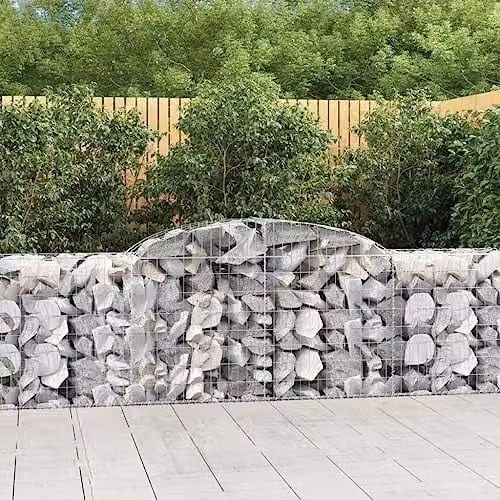 vidaXL Arched Gabion Baskets, 8 Pieces, Silver Galvanised Steel, W: 300 cm, D: 50 cm, H: 80/100 cm – 2