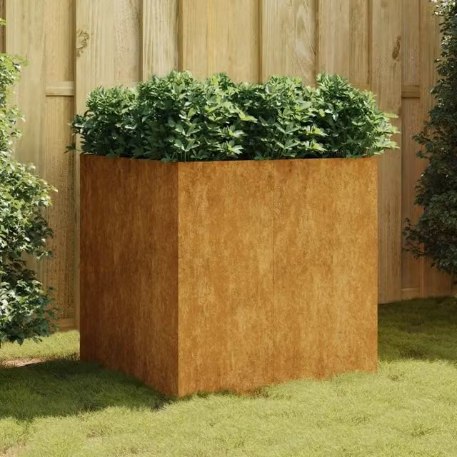 Berkfield Square Corten Steel Planter in Brown, W/D/H: 80 x 80 x 80 cm