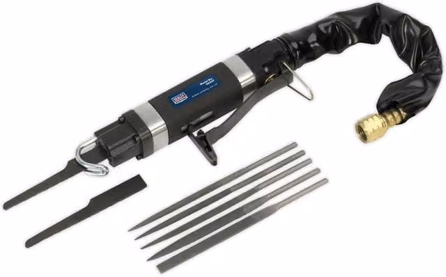 Loops Mini Reciprocating Air Saw and Needle File 1/4 inch BSP Pneumatic Bodyshop Panel Cutting Tool in Multicolour