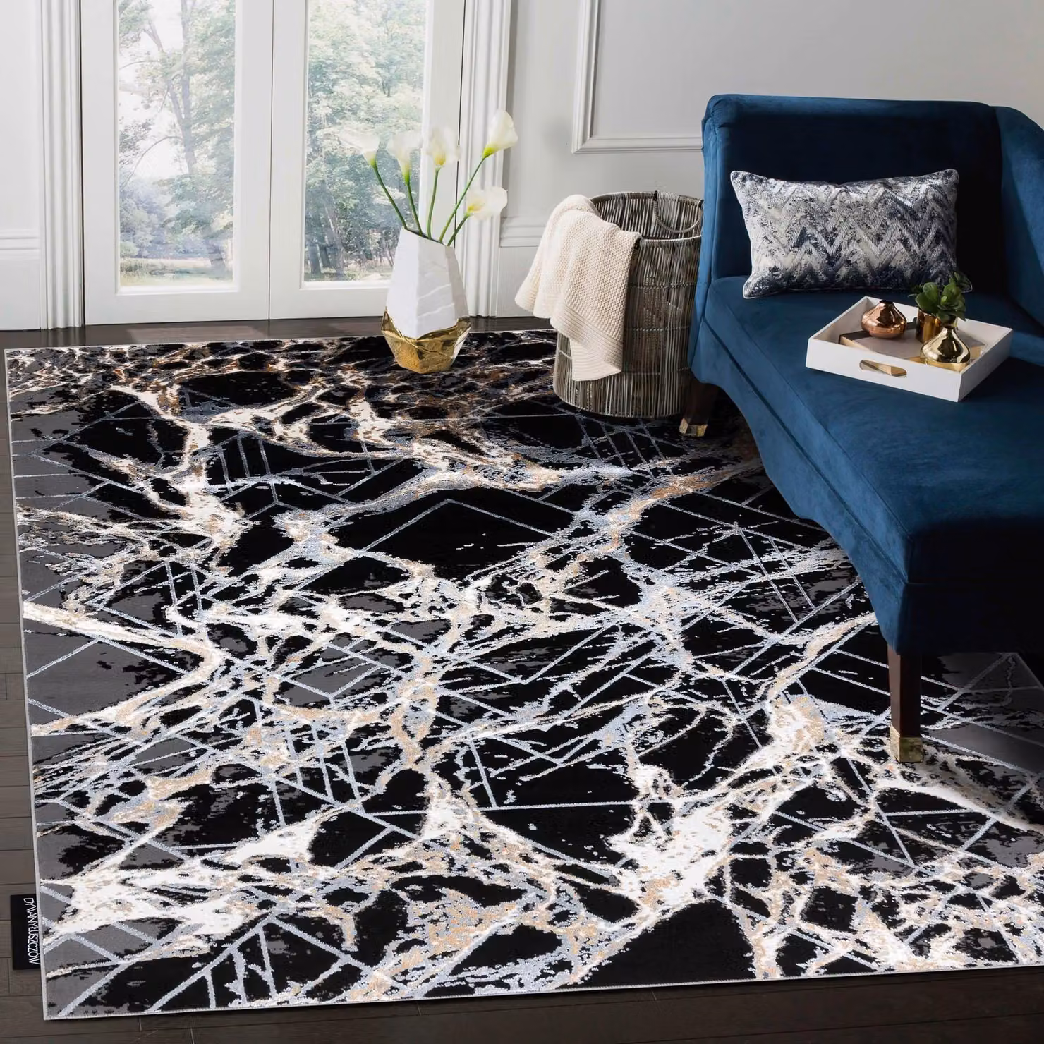 RugsX De Luxe Abstract Grey and Multicolour Polyester Rug, W: 160 cm, D: 220 cm – 5