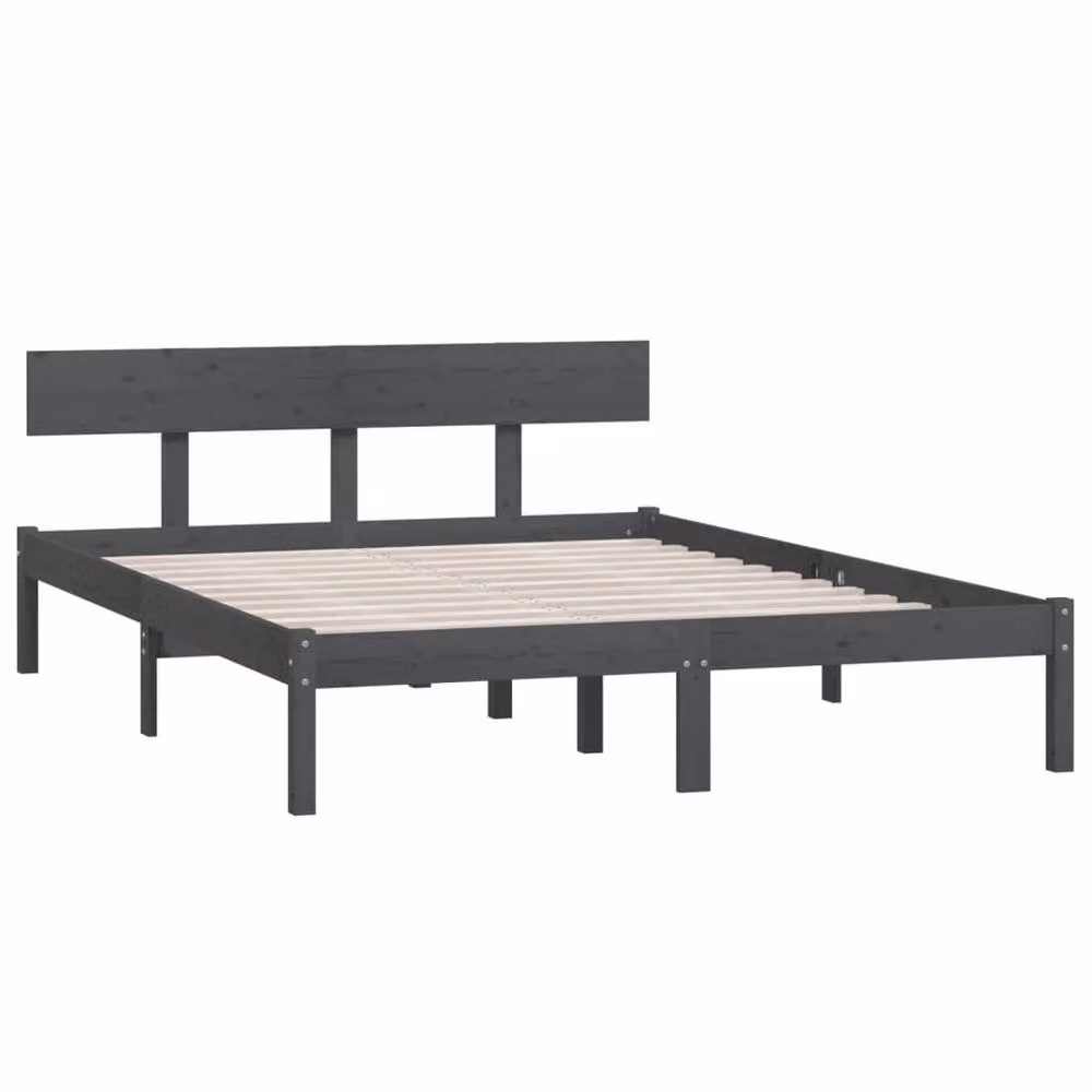 Berkfield Home Small Double Solid Wood Bed Frame in Grey, W: 120 cm x D: 190 cm – 3