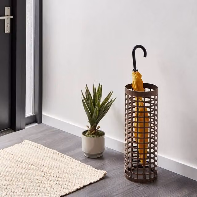 Wyld and Coco Copper Tall Umbrella Stand in Brown Powder-Coated Metal