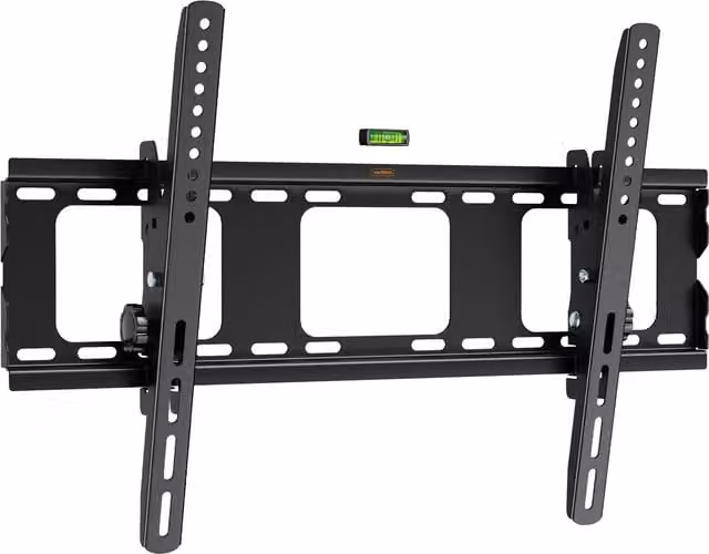 VonHaus Flat to Wall Tilting TV Wall Bracket with Spirit Level in Matt Black
