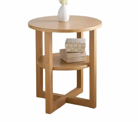Modcraft Small Round Oak Side Table in Sand and Brown – 3