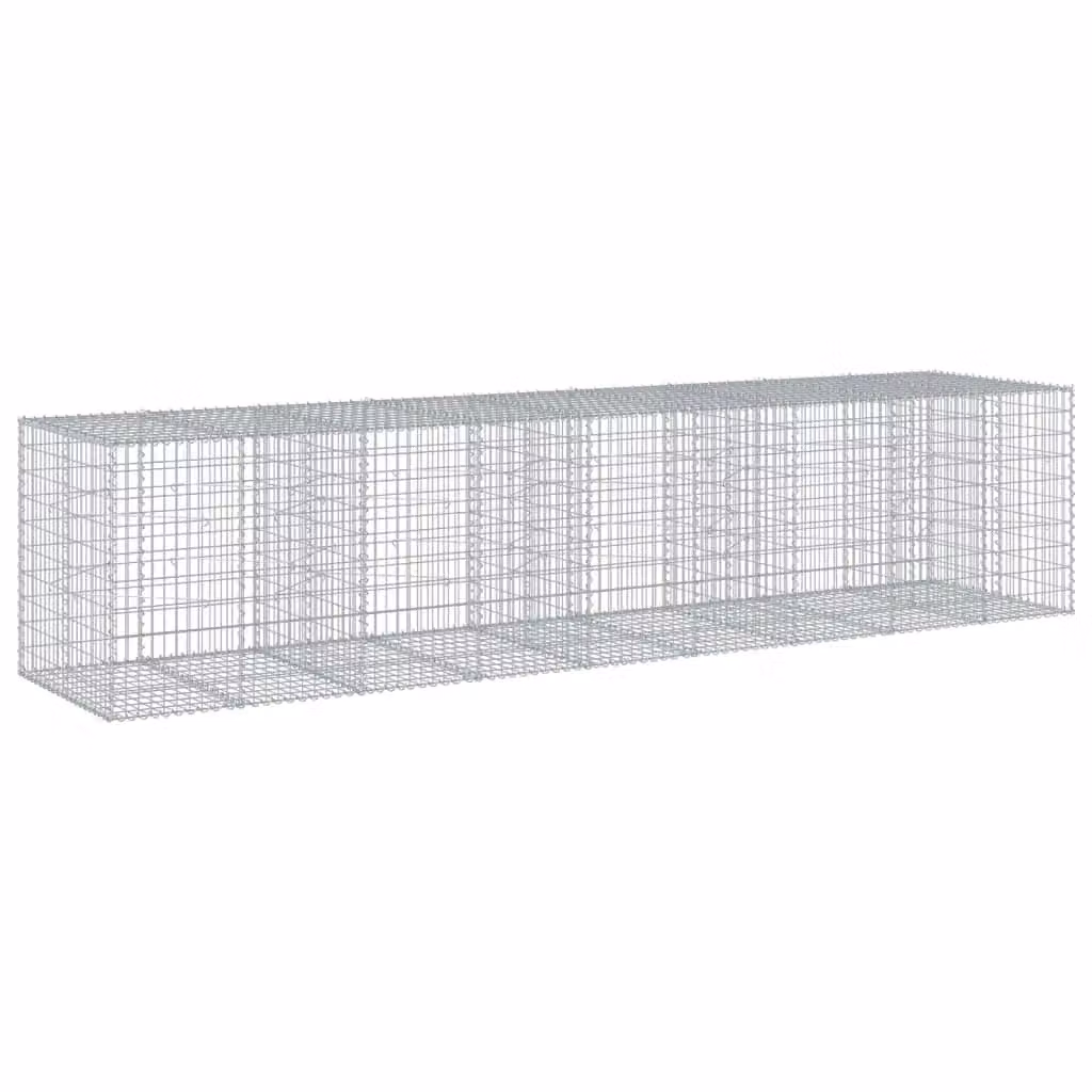 Berkfield Home Silver Galvanised Steel Gabion Basket with Cover, W/D/H: 450 x 100 x 100 cm – 2