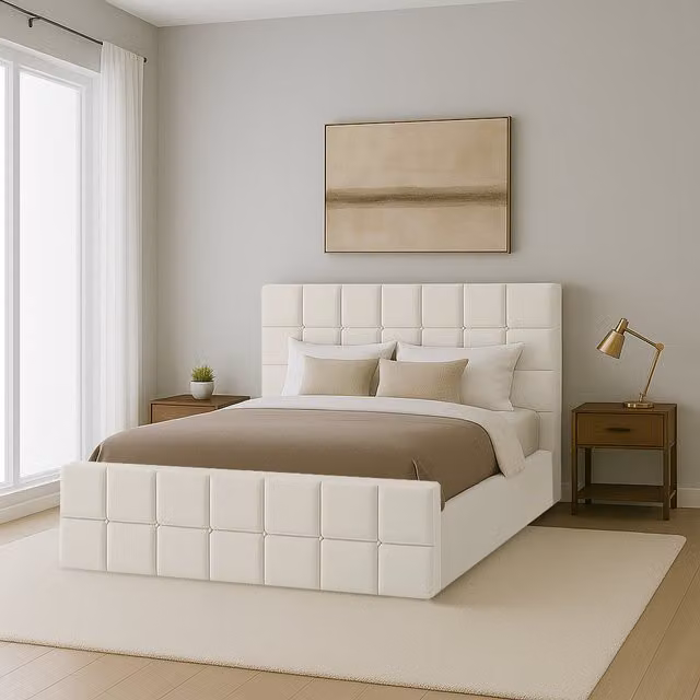 Desire Deco Andrea Upholstered Storage Bed in Orange and White, Single, 90 x 190 cm