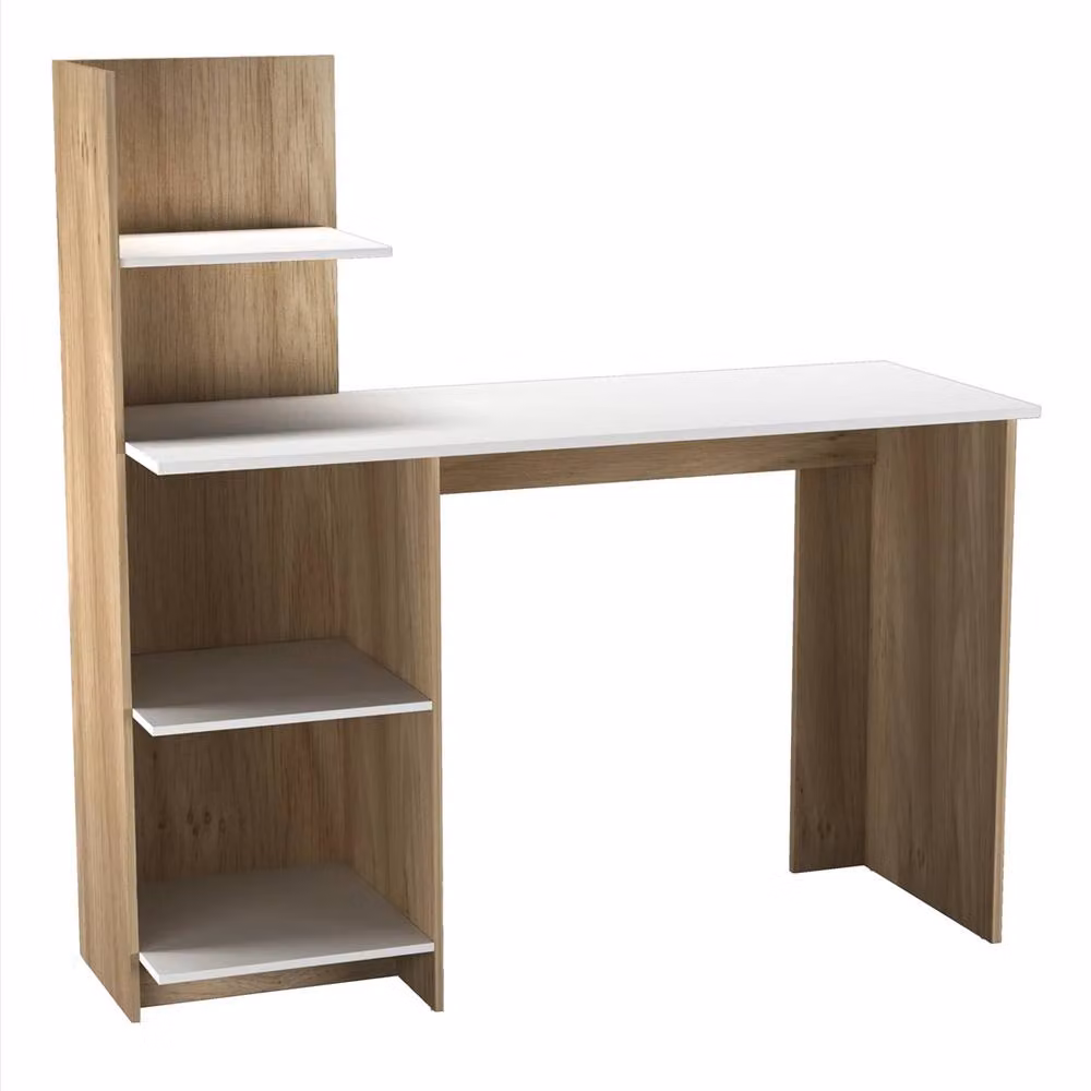 Nordara Beige-Franco Modern 4-Tier Computer Desk for Home Office Study – 4