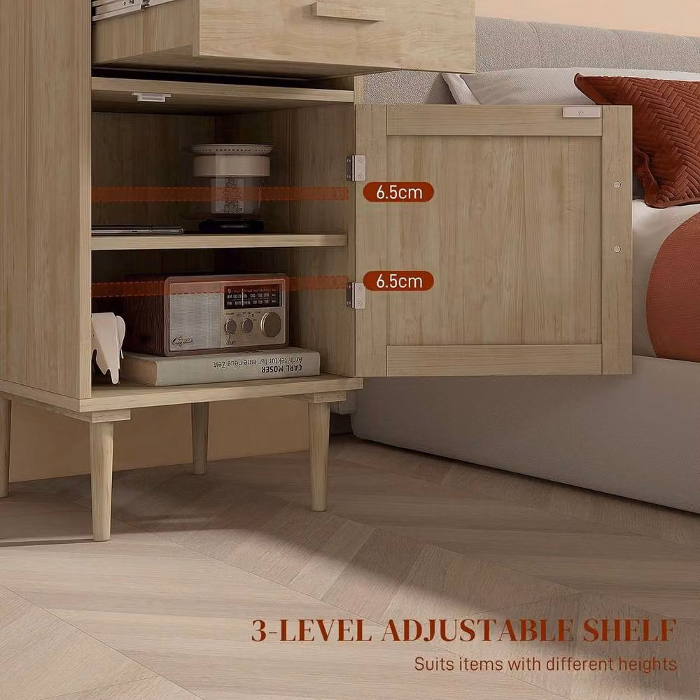 PAWNORA Set of 2 Bedside Cabinets with Drawer in Brown – 3