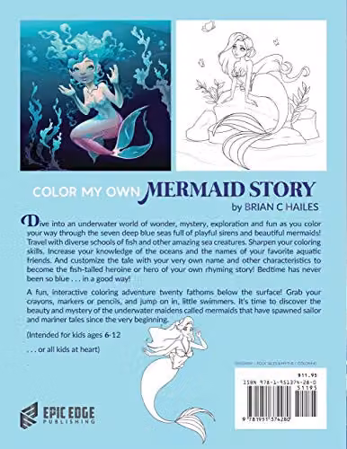 Color My Own Mermaid Story: An Immersive, Rhyming, and Customizable Colouring Book for Children by Epic Edge Publishing, Multicolour – 2