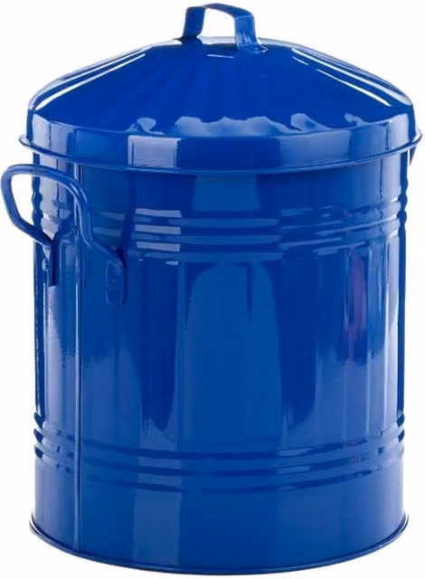 Leecroft Metal Mini Bin with Flip Lid in Blue, W: 30.48 cm x D: 25.4 cm x H: 30.48 cm – 1