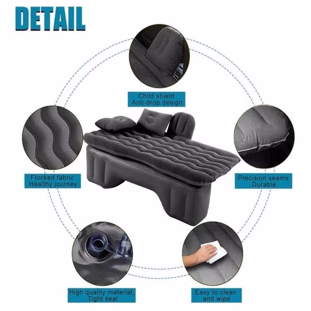 FLAVORA Inflatable Rear Seat Car Mattress in Black, Cot Size – 4