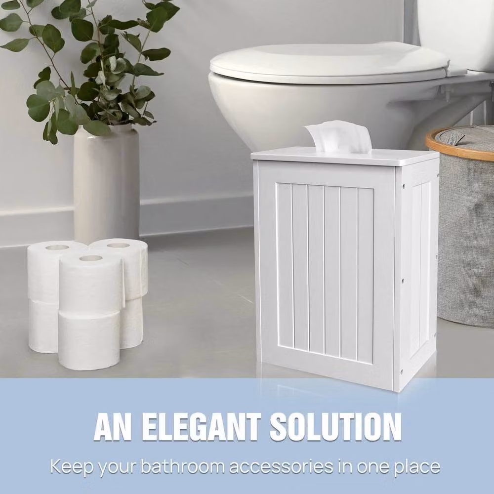 FORGEVIO White Slimline Shaker Freestanding Toilet Cleaning Tidy Box – 2