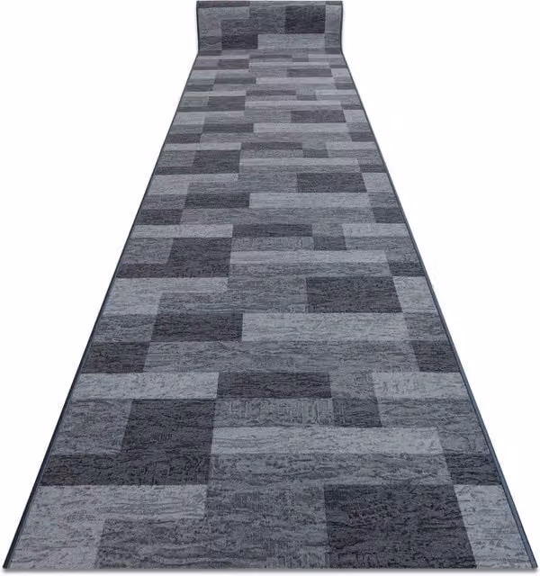 RugsX Icona Anti-Slip Geometric Runner in Grey, W: 67 cm, L: 210 cm