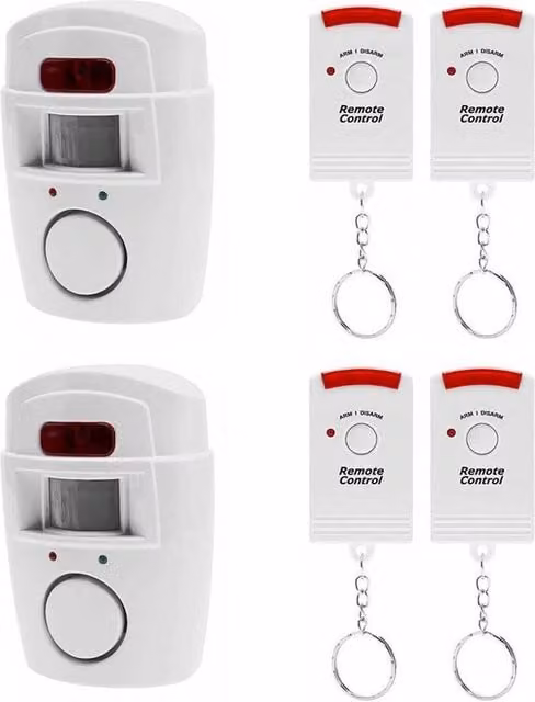 NESTLUNE 2-Piece Wireless Infrared Motion Detector Alarm System with 105dB Siren in White