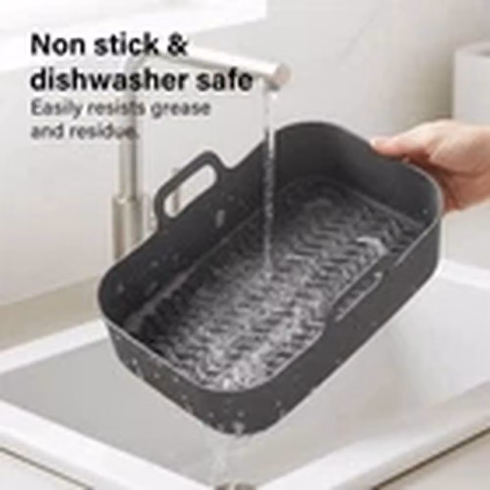 Havendro 2 Piece Non-Stick Foldable Silicone Microwave and Air Fryer Baking Sheets in Black – 3