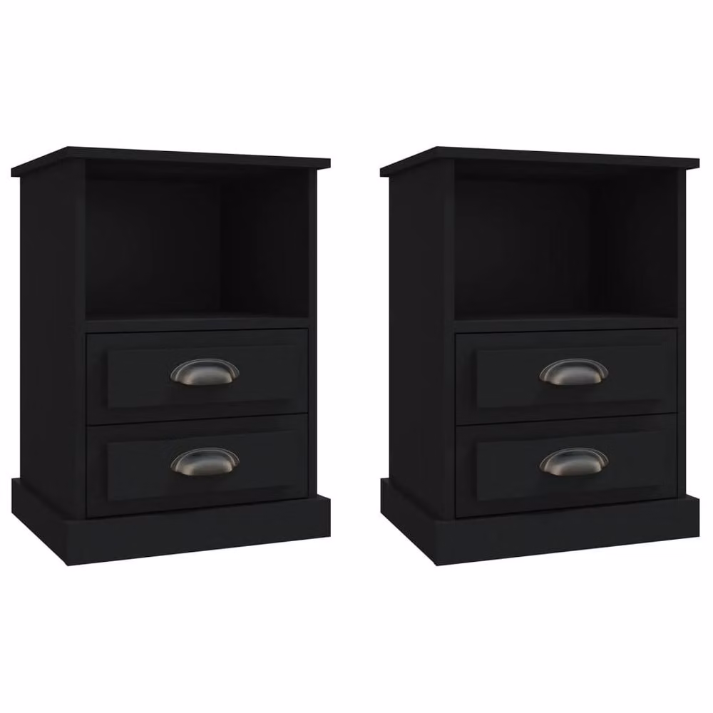 Berkfield Home Elegant Bedside Cabinets, 2 Piece Set, Black, W: 43 cm, D: 36 cm, H: 60 cm – 3