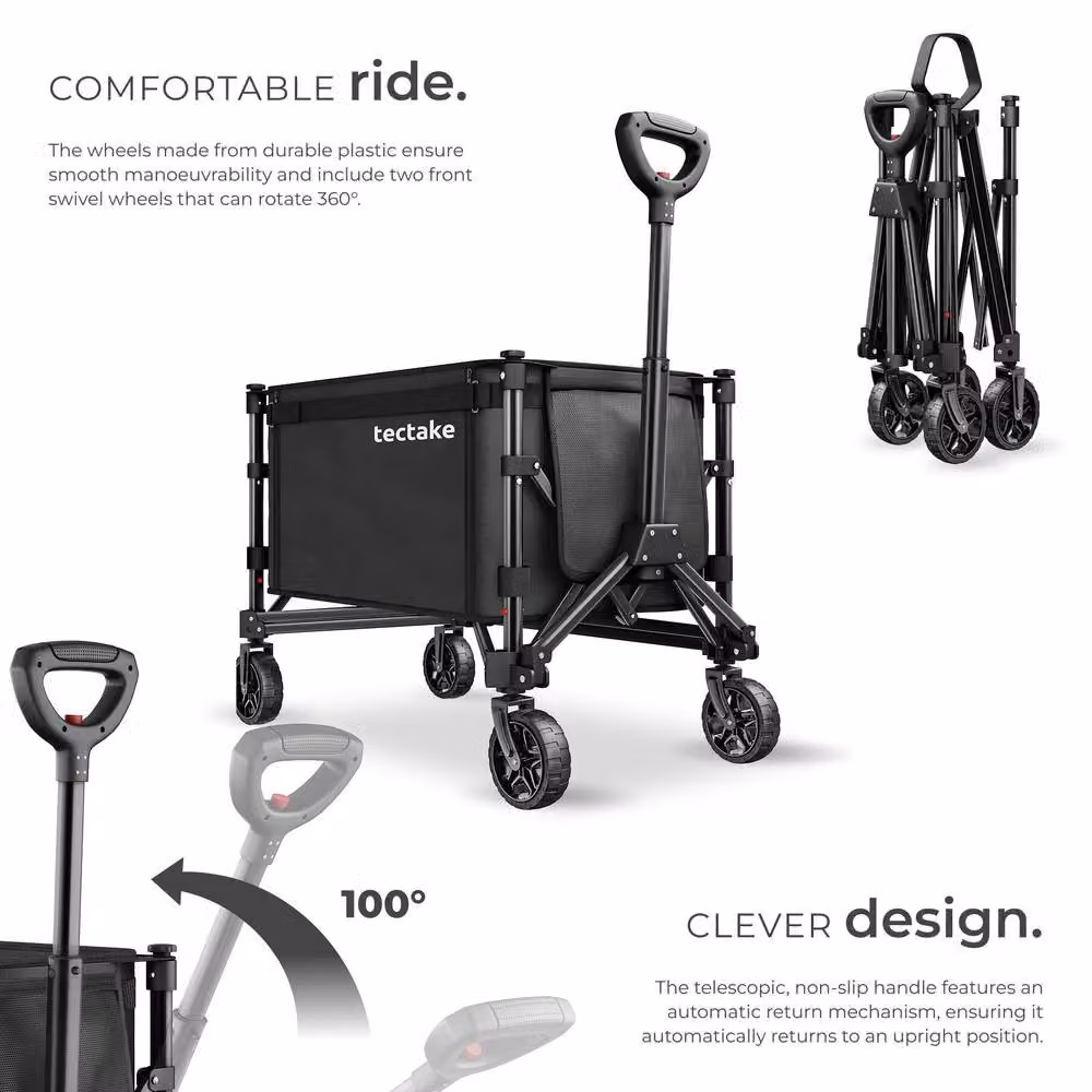 tectake Smartrider Folding Trolley in Black – 3