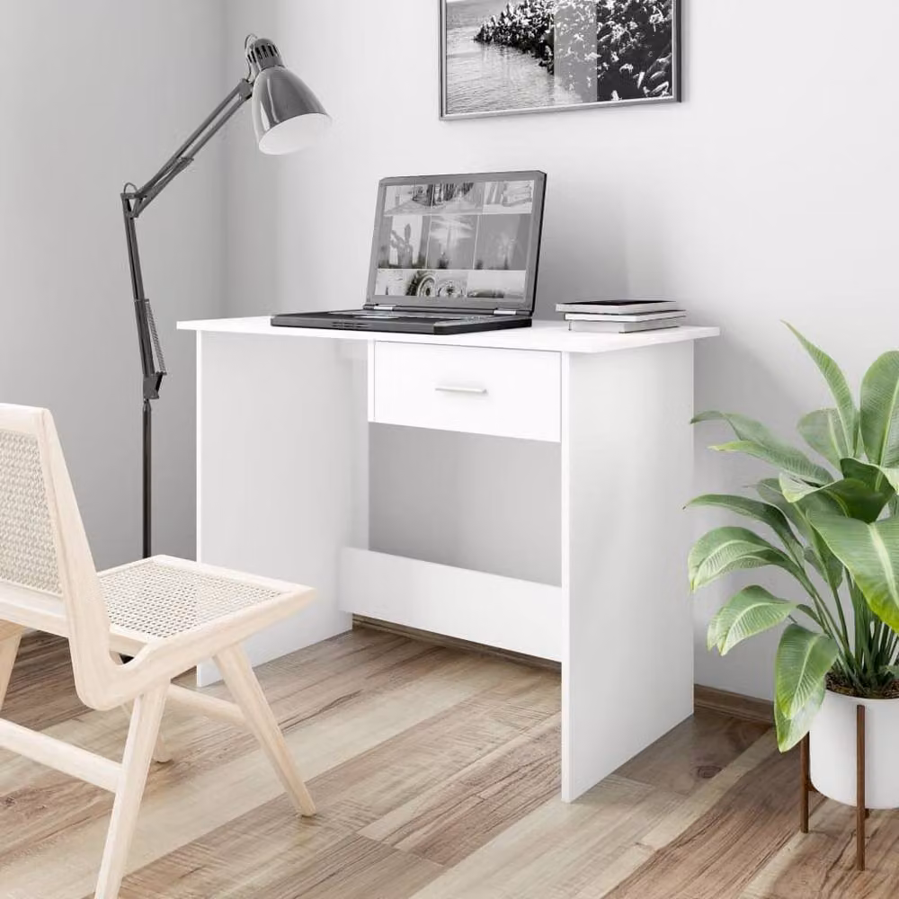 Berkfield Home Modern White Writing Desk, W/D/H: 100 x 50 x 76 cm – 2