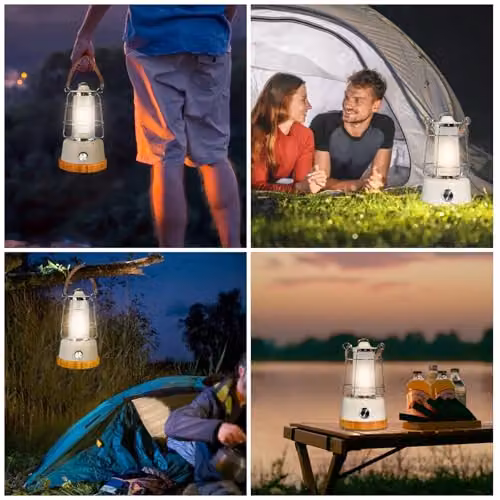 Harper Living Rechargeable Retro LED Camping Lantern in White, Dimmable and RGB Colour Changing, 370 Lumen, Water Resistant – 5