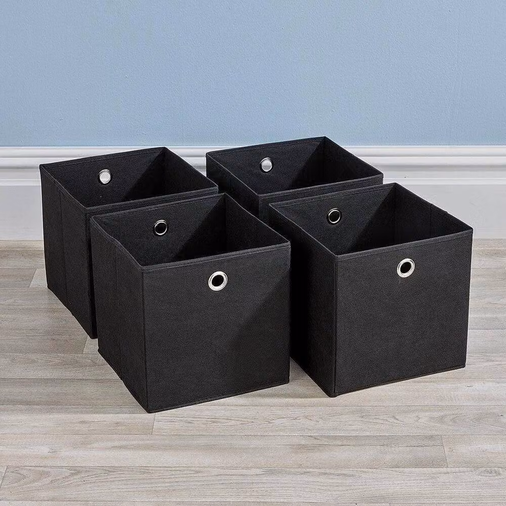 NESTLUNE Black Fabric Folding Storage Cube Bags, Set of 4 – 2