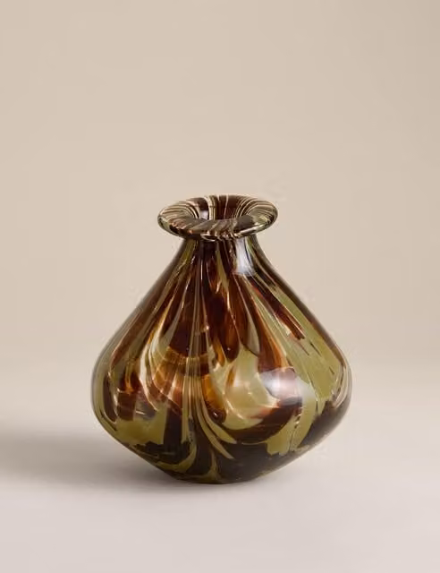 M&S Small Multicolour Abstract Confetti Glass Tabletop Vase