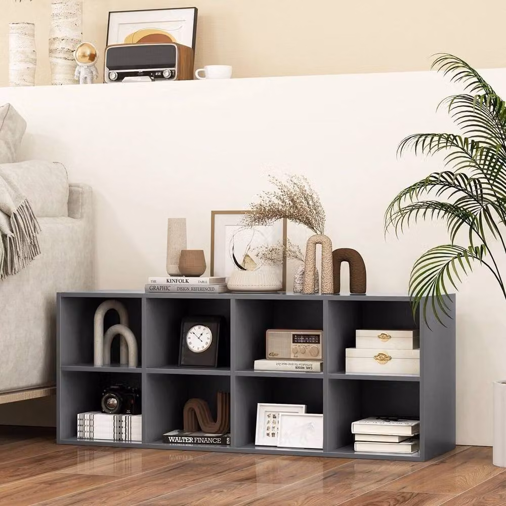 Kelvenix 2-in-1 Grey Shoe Bench and 8-Grid Shoe Organiser – 3