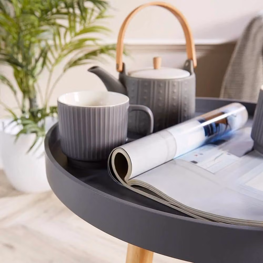 FORGEVIO Modern Round Accent Side Table in Grey – 3