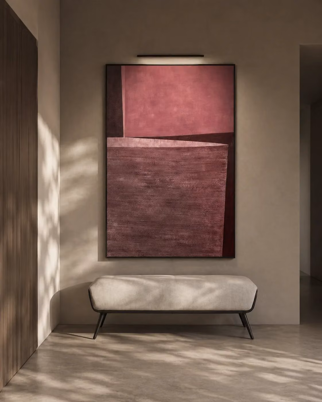 Tommy Franks Flint Abstract Modern Canvas Painting in Pink and Black, W: 150 cm, H: 130 cm, D: 35 cm