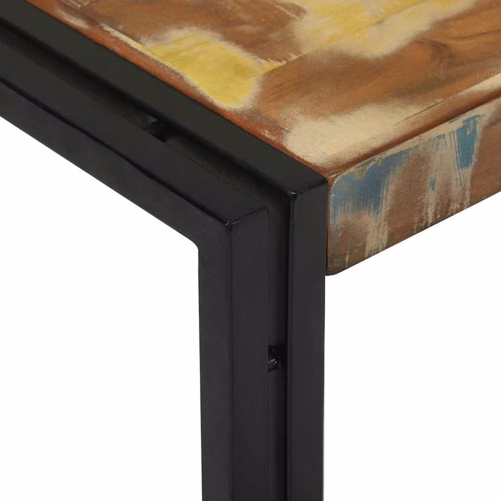 Berkfield Home 2 Piece Rustic Reclaimed Solid Wood and Metal Nested Coffee Table Set in Brown and Black, W/D/H: 60 x 60 x 30 cm – 4