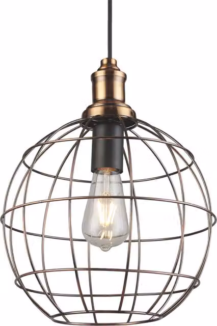 CGC Edward Brass Round Wire Ceiling Pendant Light Fitting in Gold/Brass or Bronze