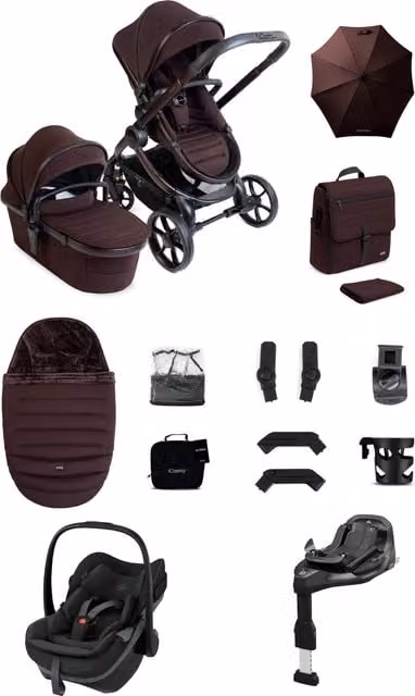 iCandy Peach 8 Complete 4in1 Bundle with Maxi-Cosi Pebble Slide Pro Car Seat and Base in Coffee Bean