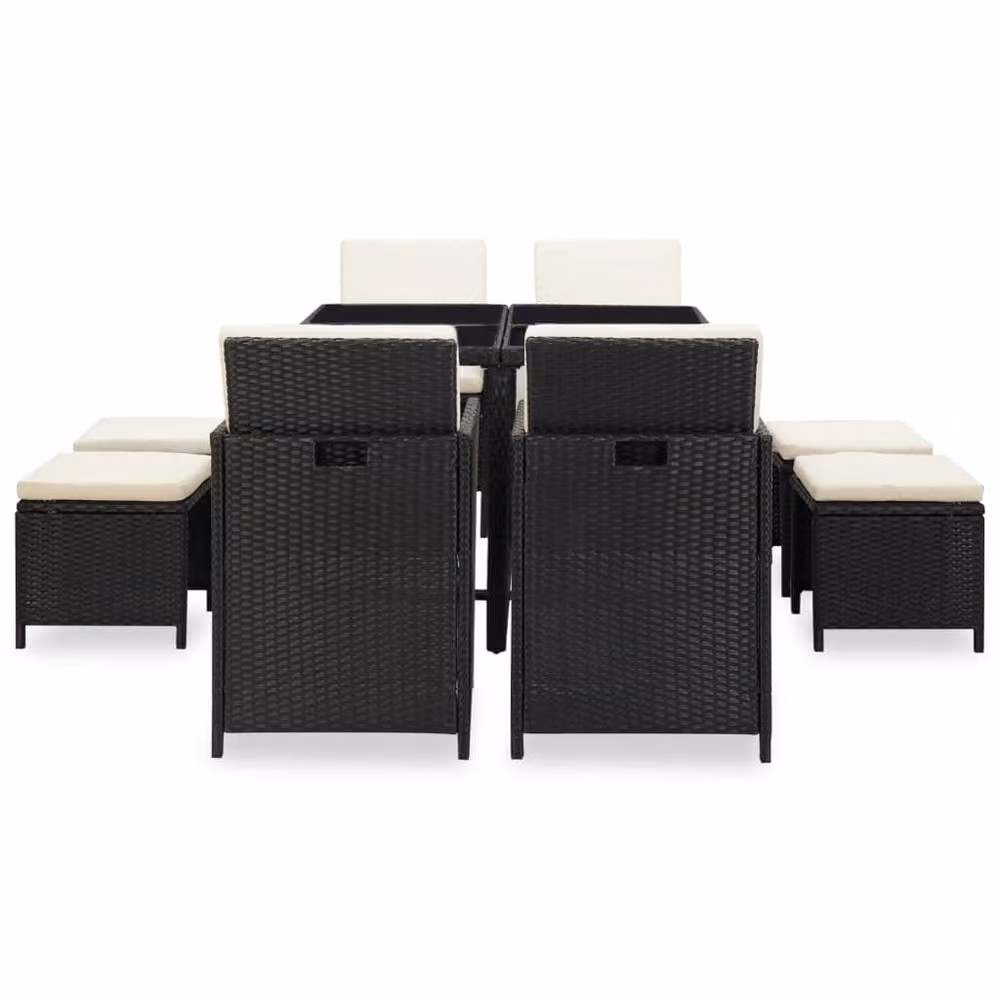 Berkfield Home 9 Piece Poly Rattan Outdoor Dining Set with Cushions in Black – 3