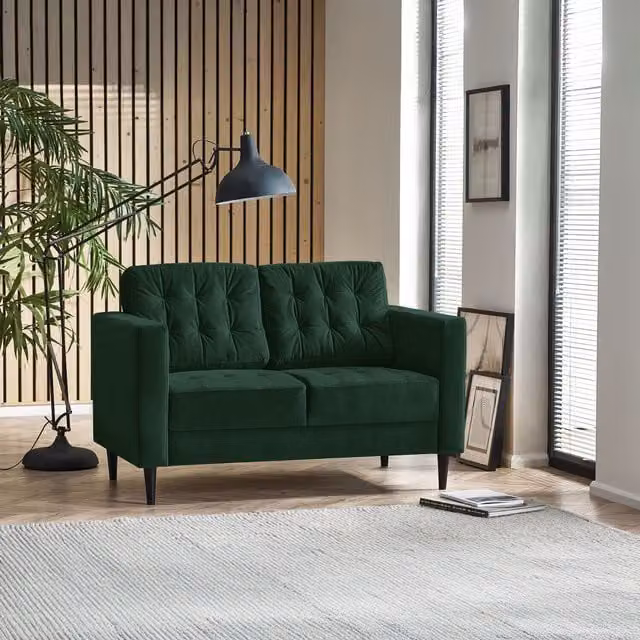 FurnitureboxUK Juno Velvet Sofa in Emerald Green with Solid Wood Frame