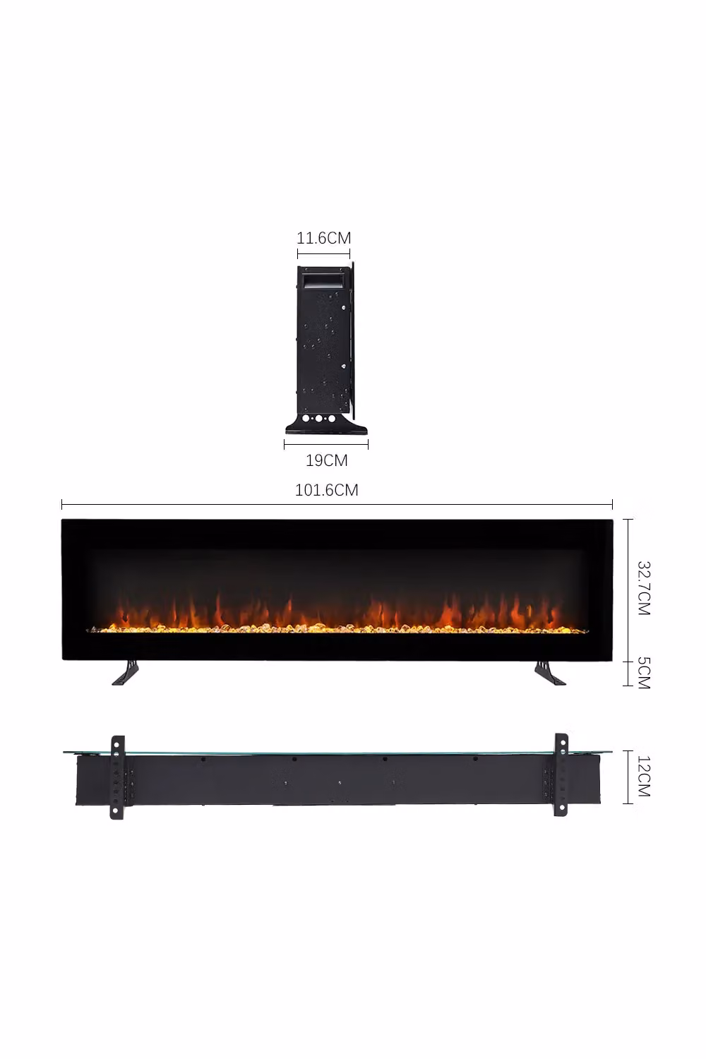 Living and Home 40 inch Electric Fireplace with Remote and 12 Flame Colours in Black – 6
