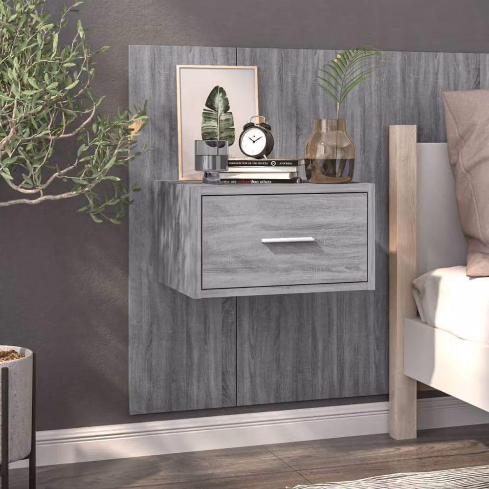 Berkfield Home Wall-mounted Bedside Cabinet in Grey Sonoma – 2