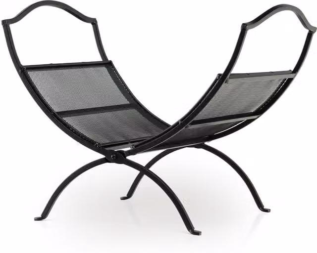 COSTWAY Folding Metal Firewood Rack in Matt Black