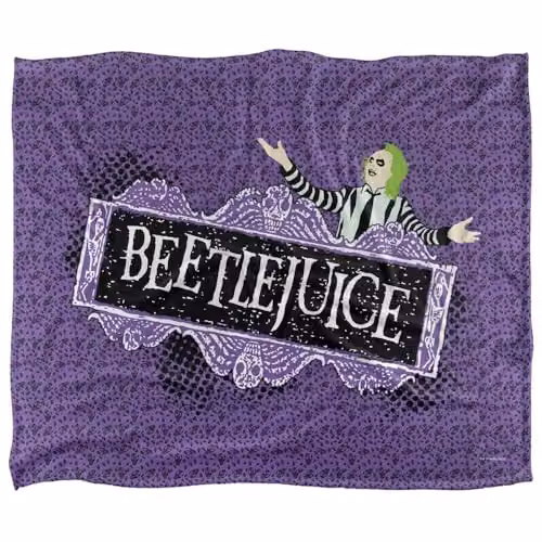 Beetlejuice Logo Silky Touch Super Soft Fleece Throw Blanket, White, W/D/H: 152 x 127 cm