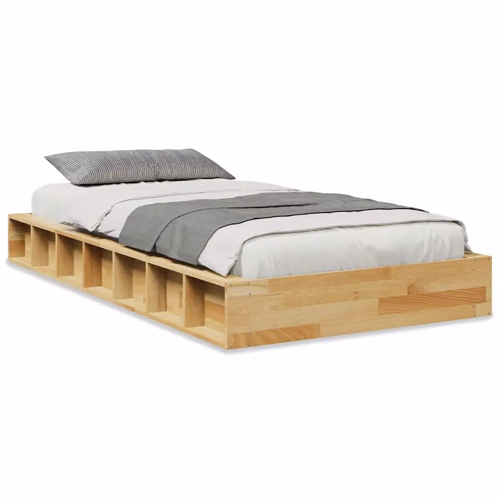 Berkfield Home Solid Wood Oak Bed Frame in Brown, W/D/H: 90 x 200 cm – 2