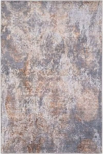 Kukoon Silver and Gold Metallic Distressed Abstract Non-Slip Washable Low Pile Rug, W: 160 cm, D: 230 cm