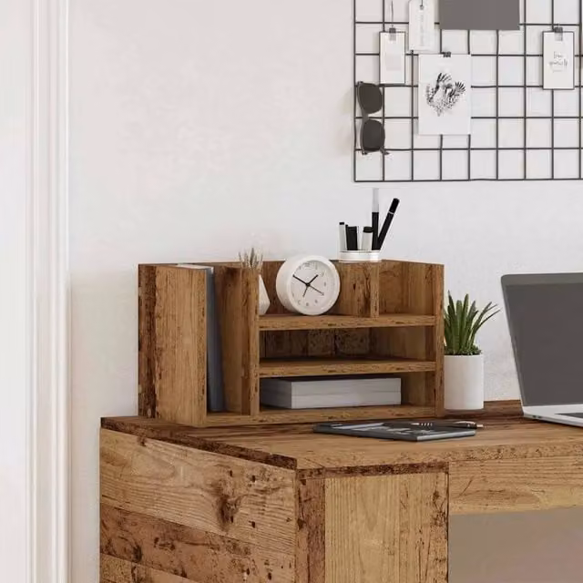 EONLION Desk Organiser in Brown Old Wood, Width: 100 cm