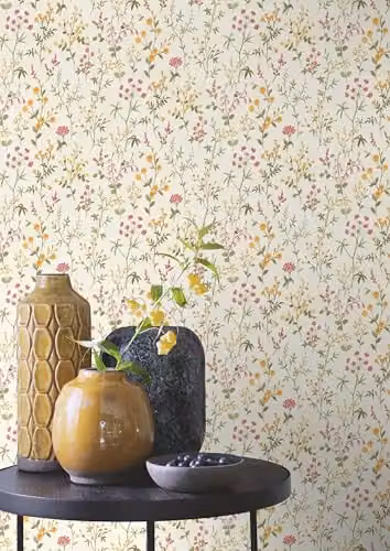 Rasch Tesa Self-Adhesive Daisy Floral Wallpaper in Multicolour Yellow, Pink and Green, Country House Style Non-Woven Textured Roll – 3