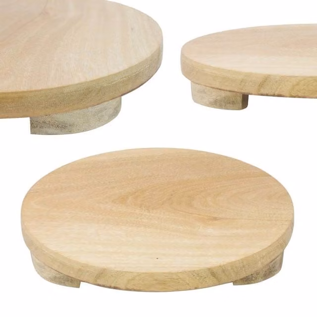 SPETLEK Round Wooden Rolling Board in Natural Brown, Diameter: 29 cm