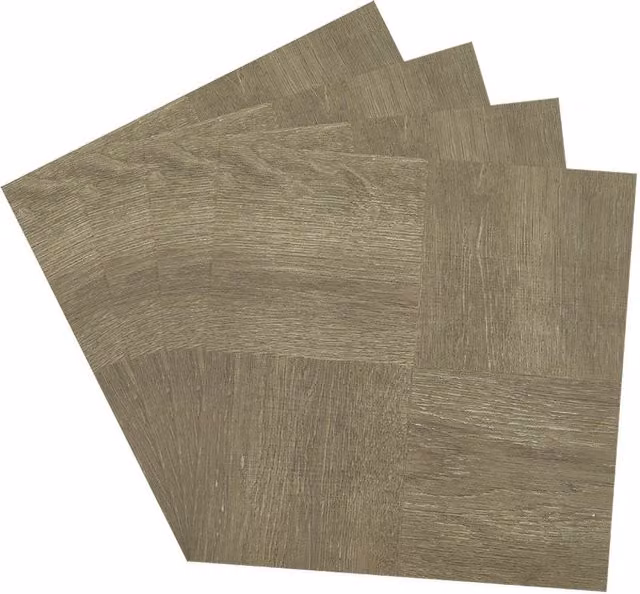 Living and Home 10-Piece Self-Adhesive Wood Grain PVC Parquet Flooring Tiles Set in Beige, 0.929m² – 1