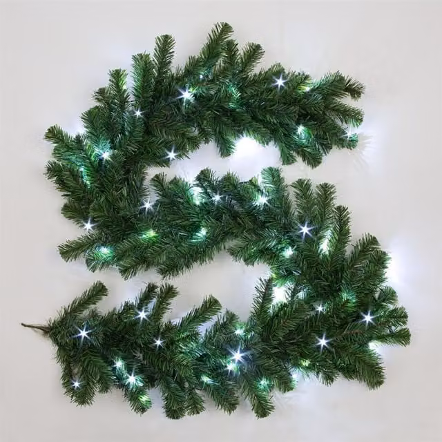 Shatchi Alaskan Pine Green Christmas Garland, 200 cm
