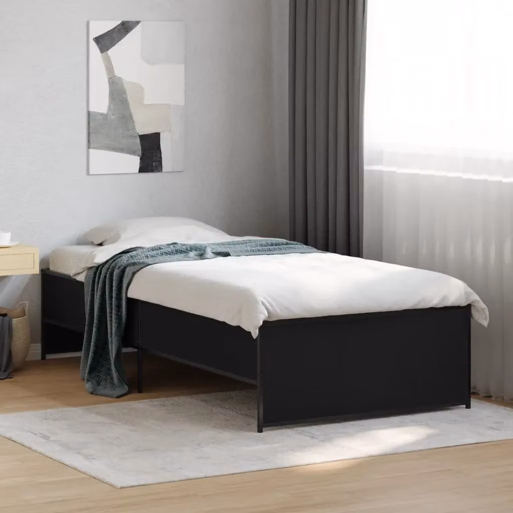 Berkfield Home Black Minimalist Bed Frame W/D/H: 100 x 200 cm – 3